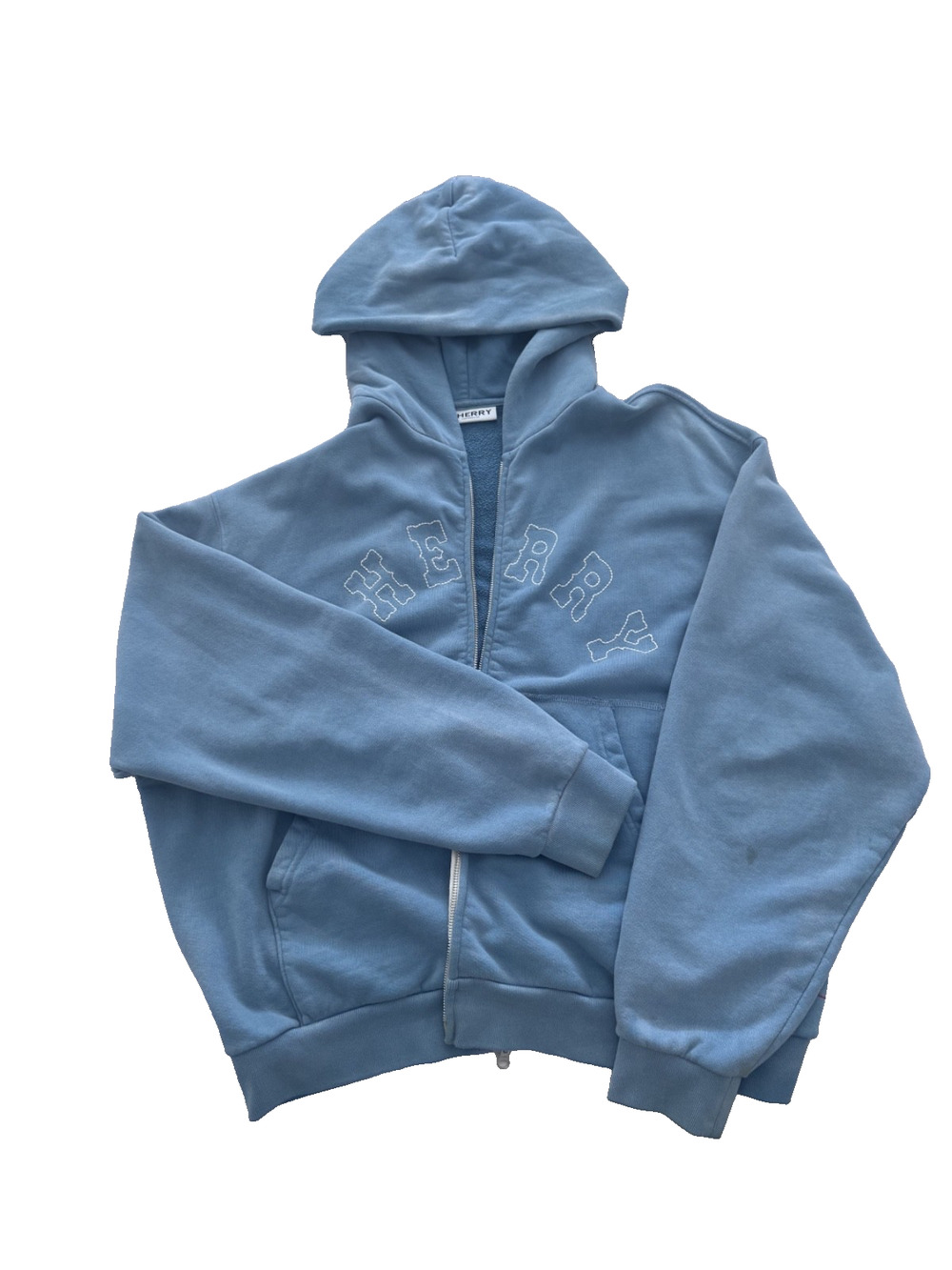 Cherry LA Zip Up Hoodie Light Blue Size L Good Used Condition
